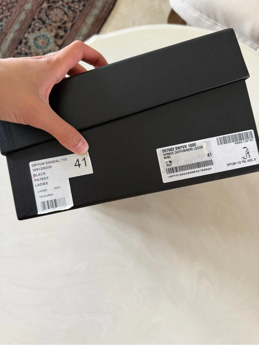 Saint Laurent Black Patent Opyum Logo Stiletto heels - Picture 8 of 10